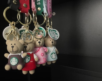 【韓国スタバ】2024 V-DAY★Be Mine Bear Fabric Key Chain 韓国スタバ】2024春☆Delight Bearista Keychain (Starbucks