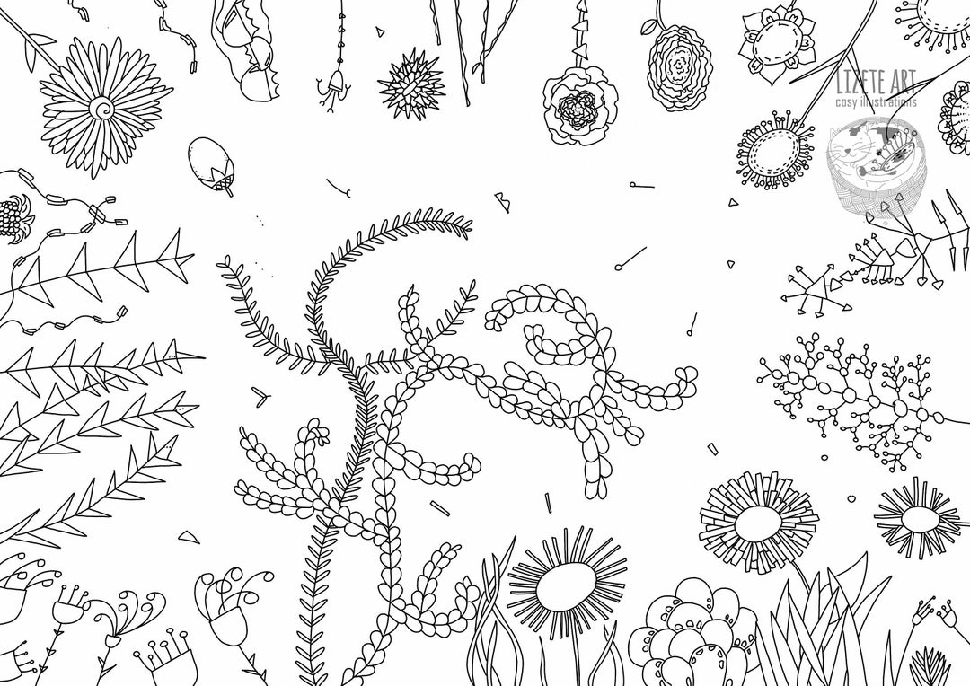 Botanical Printable Colouring Sheet, Instant Download, Floral Colouring ...