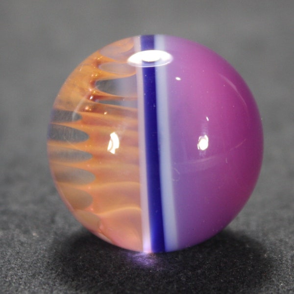 1.0" Juba Glass Pocket Chameleon Contemporary Lampwork Marble Gold Fume Purple Blue