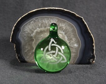 Juba Glass Handblown Celtic Heart Pendant Forest Green Borosilicate