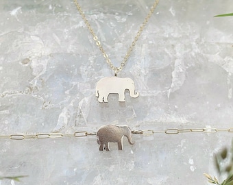 Mama and Bebe elephant gold filled necklace or bracelet save the elephants