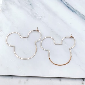 Mickey Mouse hoops rose yellow gold or sterling silver Disney Disneyland mom earrings