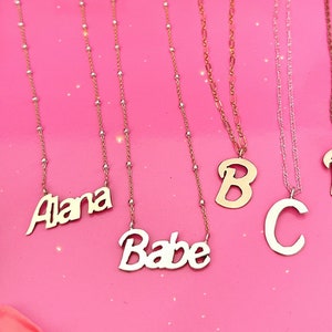 Doll Font Custom Name Necklace initial word gold filled sterling Silver rose gold filled