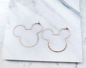 Mickey Mouse hoops rose yellow gold or sterling silver Disney Disneyland mom earrings