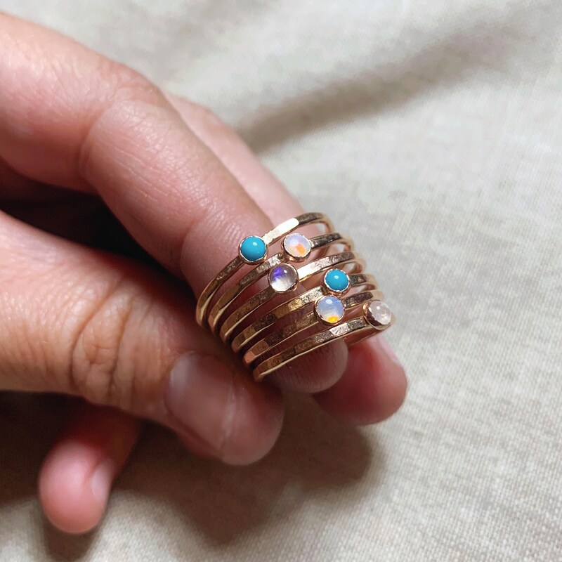Gemstone Stacking Rings - Etsy