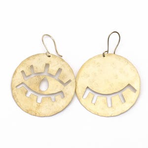 Open Close Eye Eyelashes Earrings