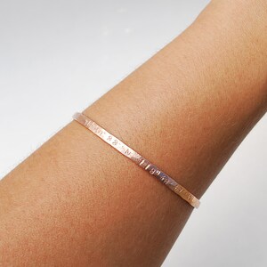 solid hammered bangle custom rose gold sterling silver coordinates bracelet image 4