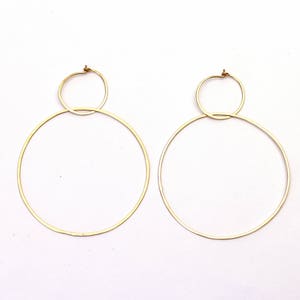 Double Hoops Round Gold filled Rose gold filled Sterling Silver Modern Hammered Light Statement Hoop Earrings image 2