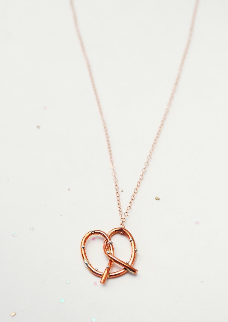 Pretzel Love Necklace in rose gold filled image 3