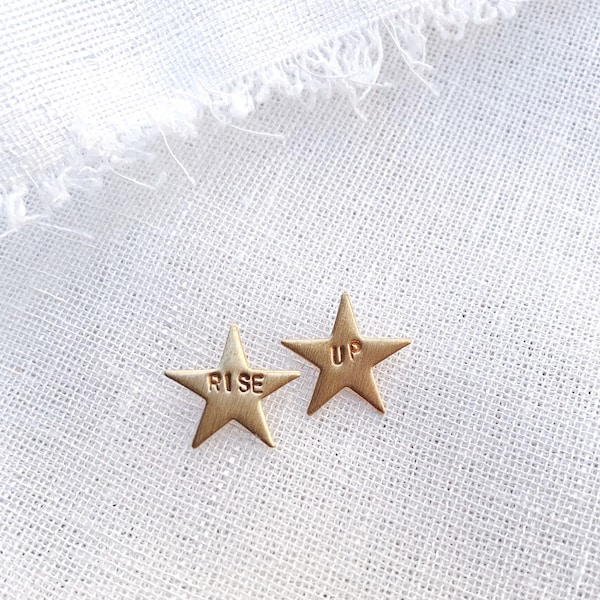 Rise up Hamilton brass stud earrings on sterling silver