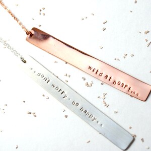 Vertical Long Bar custom silver rose gold necklace image 2