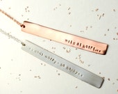 Vertical Long Bar custom silver rose gold necklace