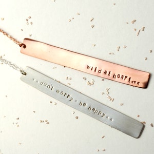 Vertical Long Bar custom silver rose gold necklace image 1