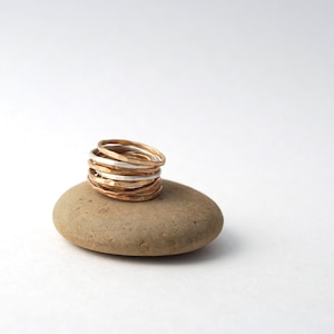 set of 6 hammered skinny band rings image 5