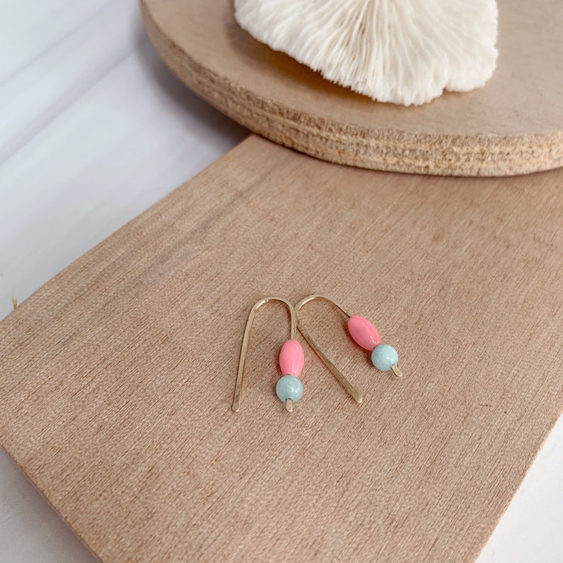 Mini Open Hoops With Gemstones Summertime Earrings Light Fun - Etsy