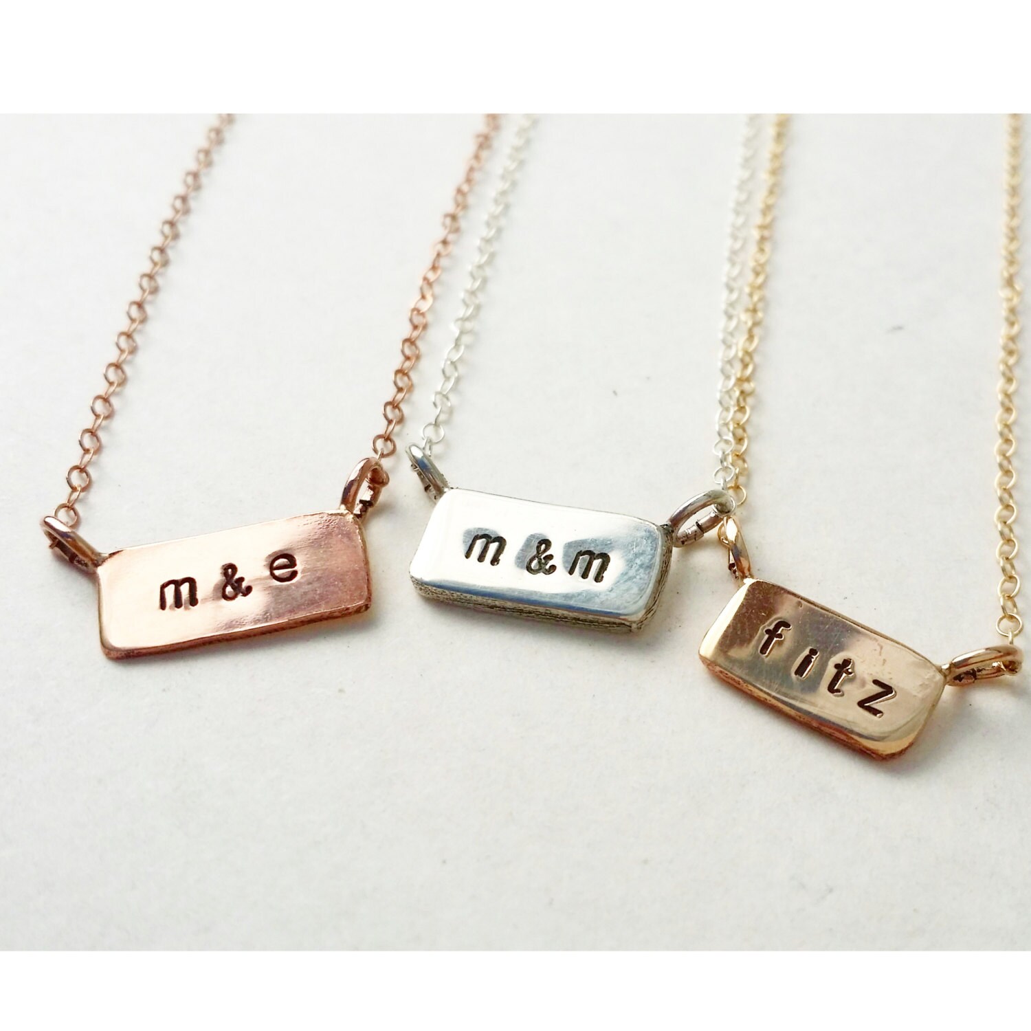 Itty Bitty Bar Custom Initial Monogram Date Necklace Etsy