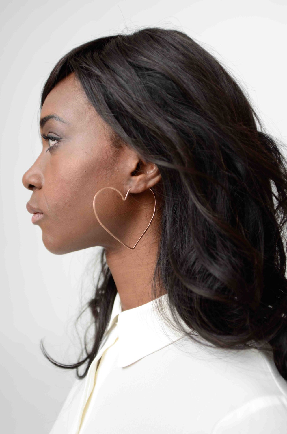 heart hoops rose yellow gold or sterling