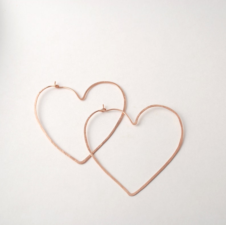 heart hoops rose yellow gold or sterling image 2