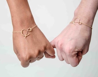 BFF set ampersand rose gold bracelets