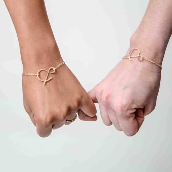 BFF set ampersand rose gold bracelets