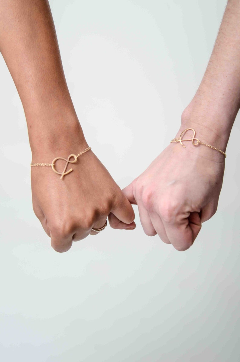 BFF set ampersand rose gold bracelets 
