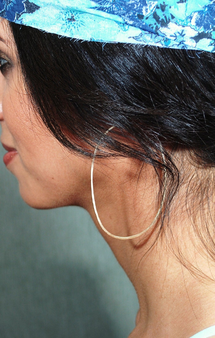 Oval gold filled rose gold sterling silver hoops