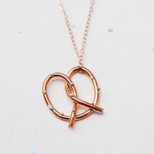 Pretzel Love Necklace in rose gold filled image 1