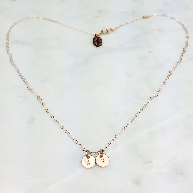 Multiple disc Teeny Initial necklace tiny gold filled sterling Etsy