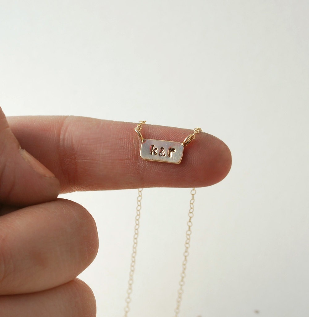 Itty Bitty Bar Custom Initial Monogram Date Necklace Etsy