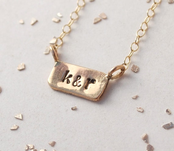 Itty Bitty Bar Custom Initial Monogram Date Necklace Etsy