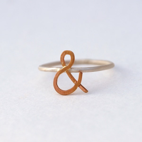 ampersand rose gold yellow gold Sterling silver ring