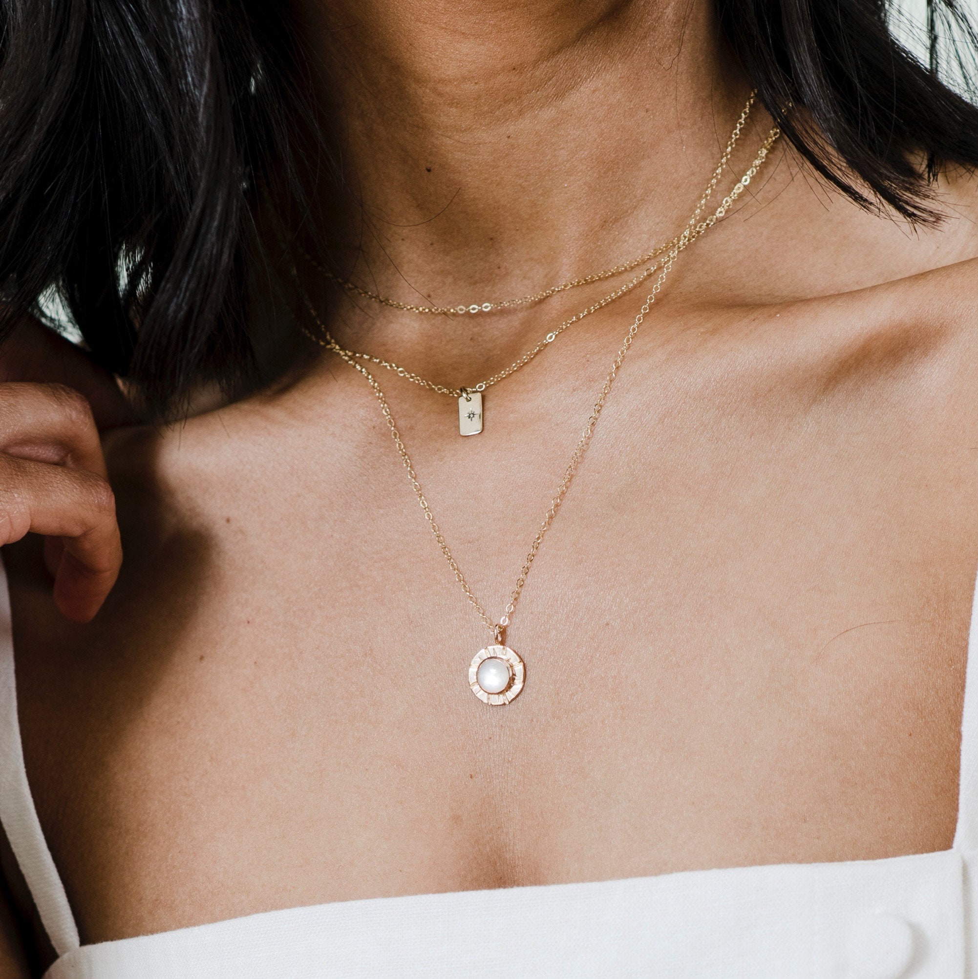 Pearly Sun Necklace in Gold Filled 