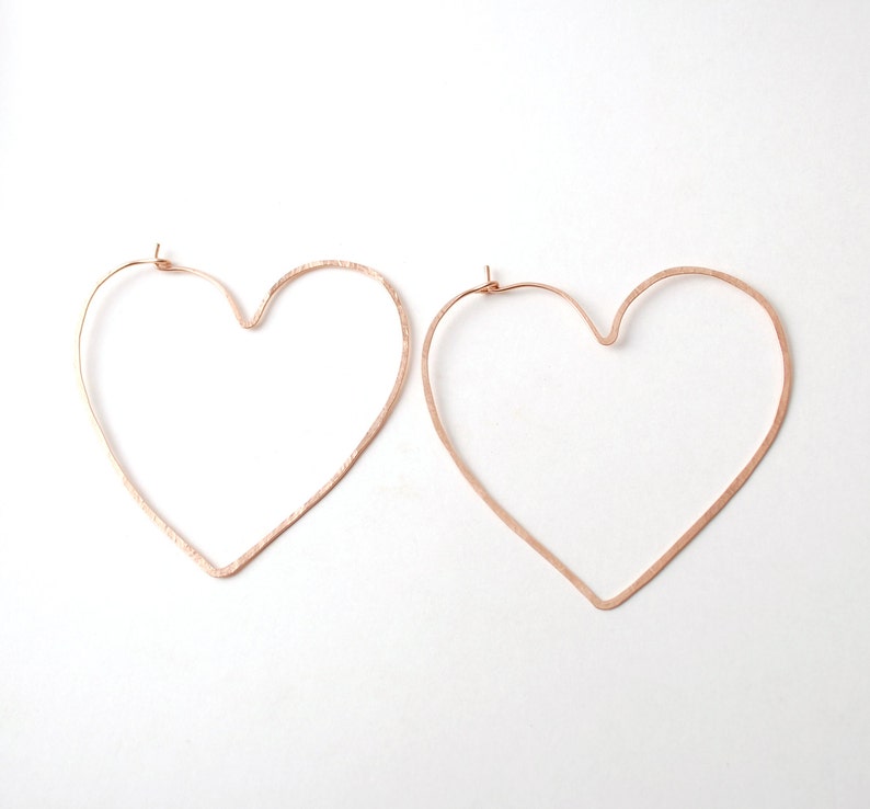 heart hoops rose yellow gold or sterling image 3