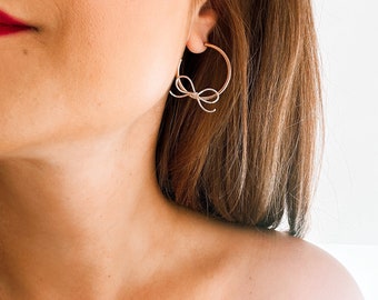 Bow Hoops gold filled sterling silver woman Christmas gift