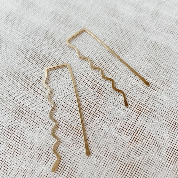 Bobbie Pin Hoops earrings gold filled rose gold filled sterling silver earrings lightweight hammered modern Bobby pins hairdresser stylist