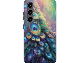 Vibrant Peacock Feathers Tough Samsung Galaxy and iPhone Case | Peacock Feathers Phone Case | Fantasy Peacock Feathers