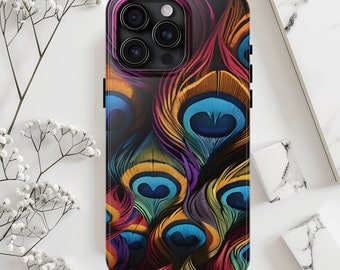 Elegant Peacock Feathers Tough iPhone and Samsung Phone Case |  Vibrant Peacock Feathers