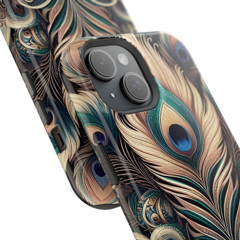 Glamorous Intricate Peacock Feather Paisley | Magsafe Tough iPhone Case ...