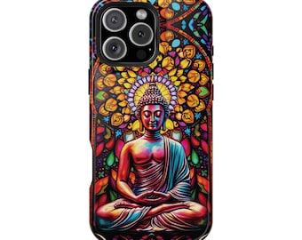 Stained Glass Meditating Buddha | MagSafe Tough iPhone Case | Buddha Phone Case | iPhone 13, 14, 15, 16