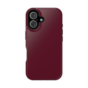 Funda magnética resistente para iPhone en color burdeos, funda protectora para teléfono, funda resistente para iPhone, funda duradera para teléfono / Personalice sin costo adicional