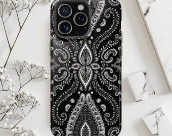 Designer Black Paisley | MagSafe Tough iPhone Case