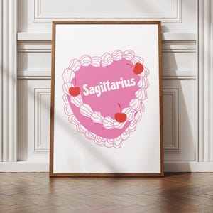 Sagittarius Art Print, Sagittarius Poster, Sagittarius Printable Art, Zodiac Cake Print, Libra Wall Art, Sagittarius Zodiac Print.