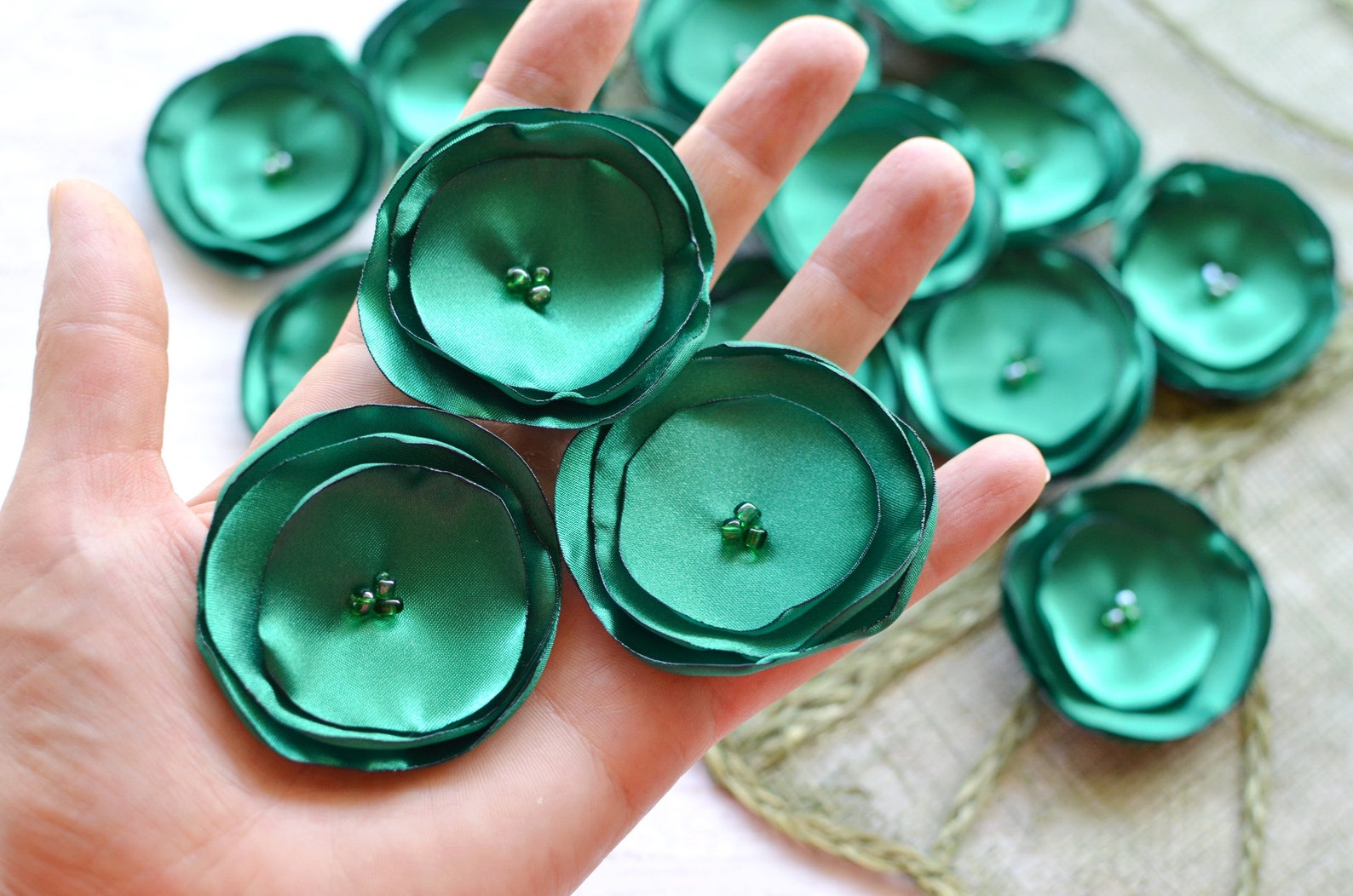 Fabric Flowers Bulk Silk Flowers Satin Fabric Handmade Sew Etsy