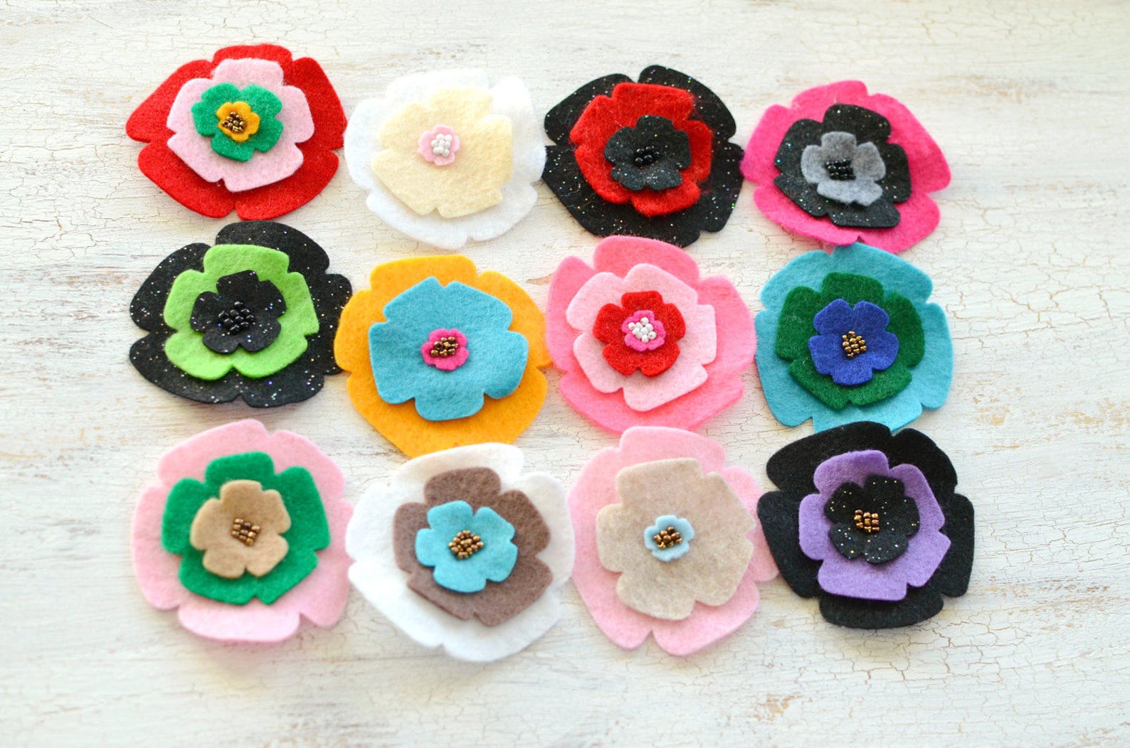 Die Cut Flowers Felt Flower Appliques Felt Fabric Flowers Etsy