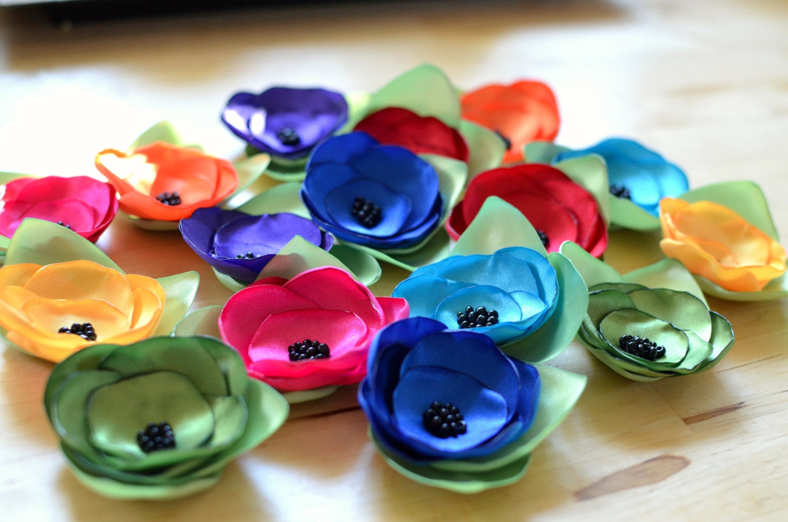 Satin Fabric Flowers Silk Flower Appliques Small Satin Etsy