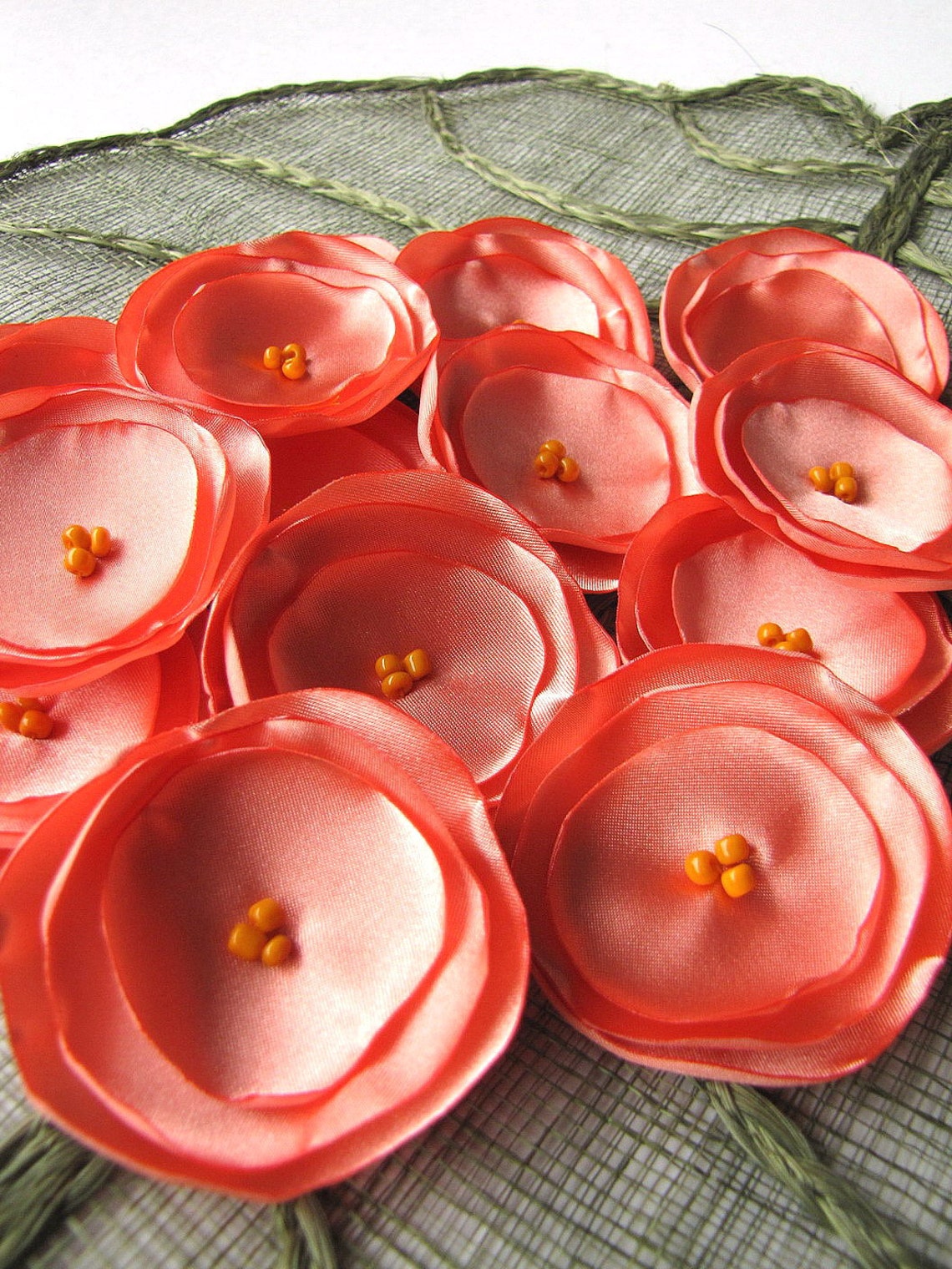 Sew on Appliques Satin Fabric Embellishments Fabric Flowers Etsy