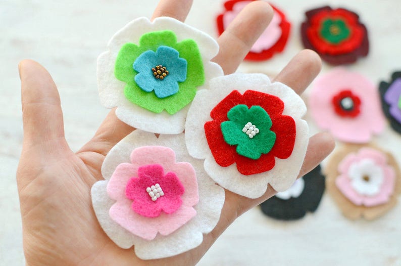Die Cut Flowers Felt Flower Appliques Felt Fabric Flowers Etsy