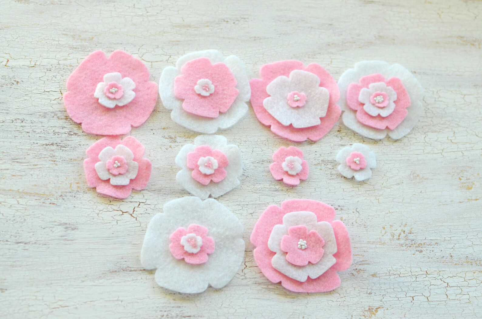 Die Cut Appliques Felt Flower Appliques Felt Fabric Flowers Etsy