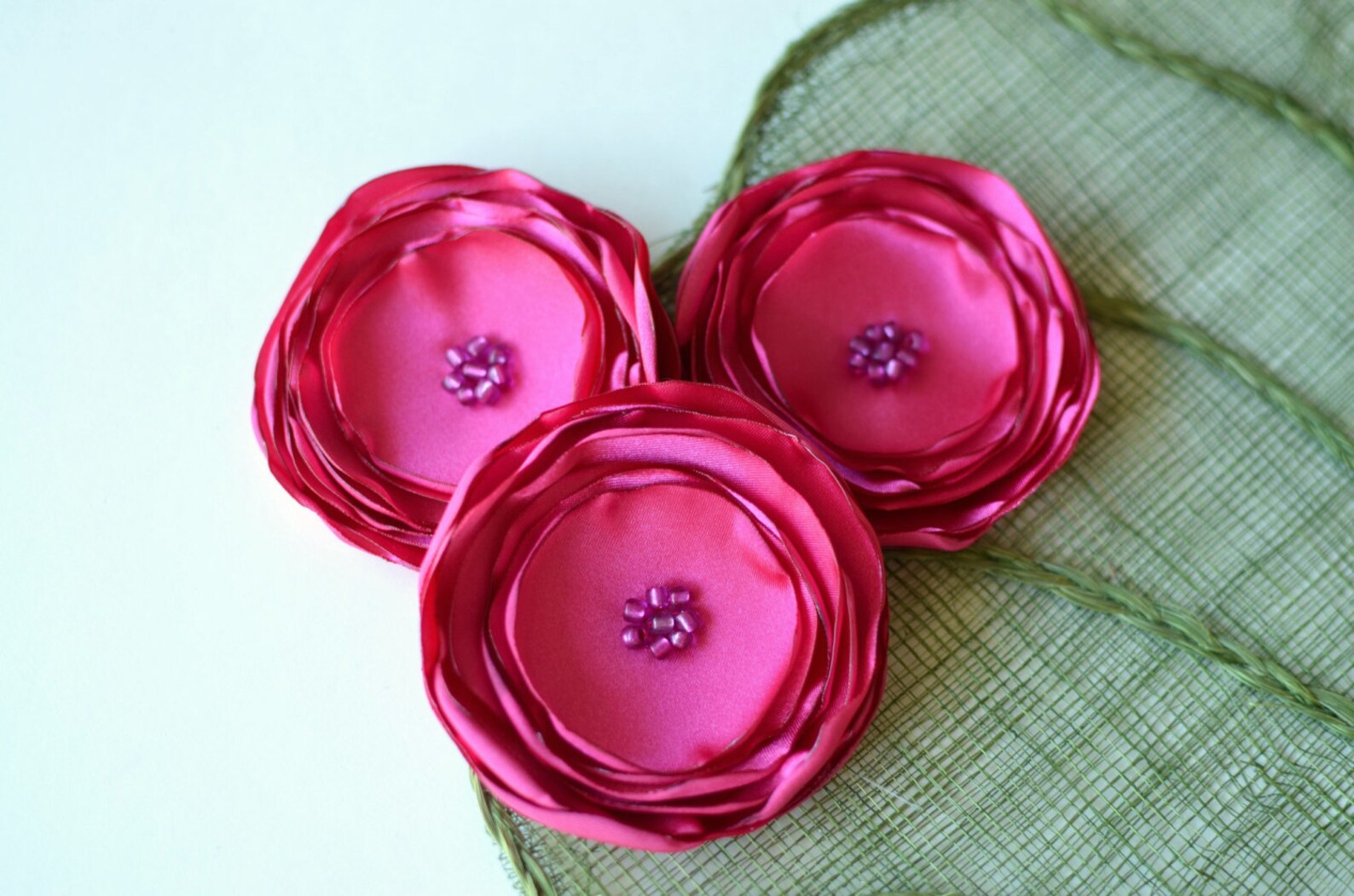 Bright Pink Flowers Fabric Flowers Large Silk Flowers Etsy