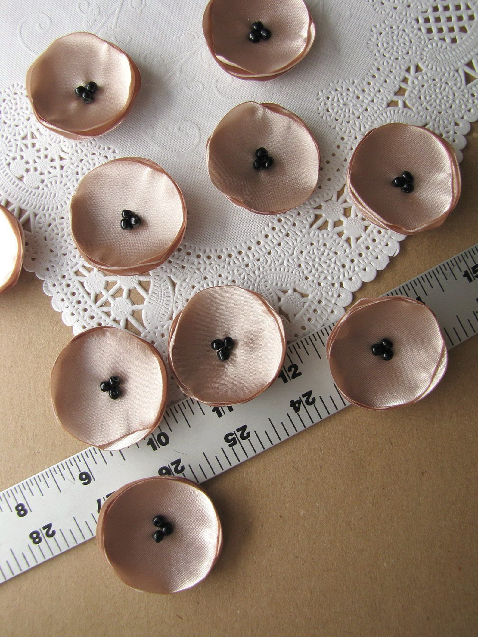 Satin Fabric Sew on Flower Appliques, Mini Poppies, Tiny Fabric Flowers